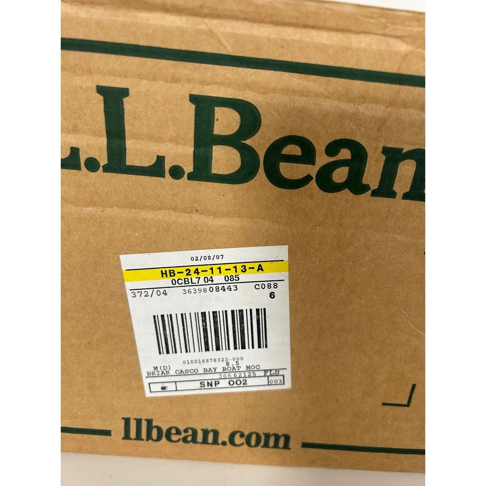 LL Bean Casco Bay Boat Mocs Mens 8.5 D Briar Brown Leather Loafers New